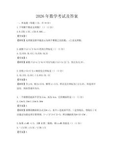 2026年數(shù)學考試及答案
