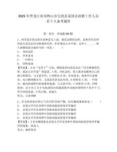 2025年黑龍江省雙鴨山市寶清縣某國企招聘工作人員若干人備考題庫及答案詳解（考點梳理）