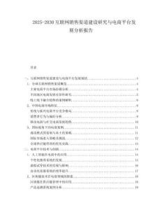 2025-2030互聯(lián)網(wǎng)銷(xiāo)售渠道建設(shè)研究與電商平臺(tái)發(fā)展分析報(bào)告