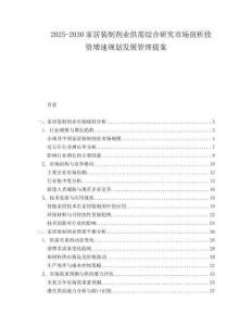 2025-2030家居裝制劑業(yè)供需綜合研究市場剖析投資增速規(guī)劃發(fā)展管理提案