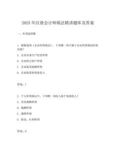 2025年注册会计师税法精讲题库及答案