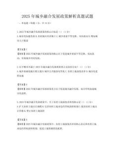 2025年城鄉融合發展政策解析真題試題
