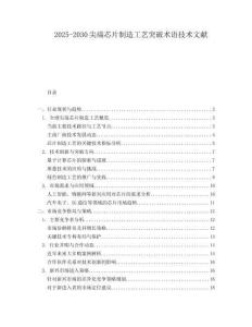 2025-2030尖端芯片制造工藝突破術語技術文獻