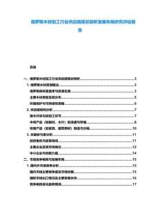 俄羅斯木材加工行業(yè)供應(yīng)鏈現(xiàn)狀剖析發(fā)展布局研究評估報告