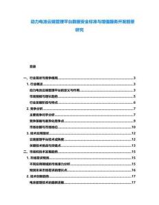動力電池云端管理平臺數(shù)據(jù)安全標(biāo)準(zhǔn)與增值服務(wù)開發(fā)前景研究