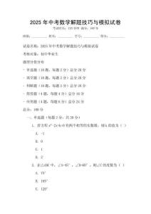 2025年中考數(shù)學解題技巧與模擬試卷