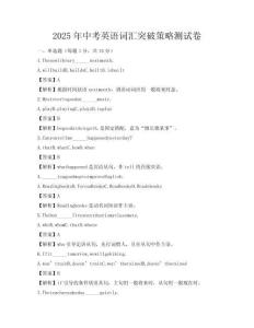 2025年中考英語詞匯突破策略測試卷