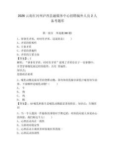 2026云南紅河州瀘西縣融媒體中心招聘編外人員2人備考題庫及參考答案詳解（奪分金卷）