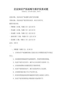 企业知识产权战略与保护实务试题