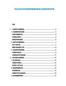 巨頭企業行業市場供需發展態勢及行業投資評估方案