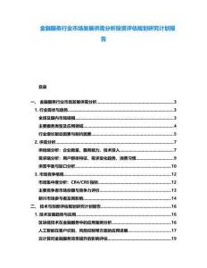 金融服務行業市場發展供需分析投資評估規劃研究計劃報告