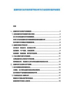 金融科技行業市場供需平衡分析與行業投資價值評估報告