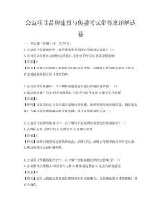 公益項目品牌建設與傳播考試帶答案詳解試卷