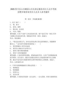 2025四川樂(lè)山市峨眉山市從基層服務(wù)項(xiàng)目人員中考核招聘鄉(xiāng)鎮(zhèn)事業(yè)單位人員2人參考題庫(kù)含答案詳解（a卷）