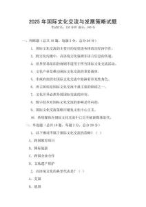 2025年國際文化交流與發展策略試題