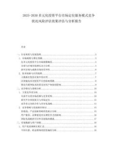 2025-2030多元化投資平臺市場定位服務模式競爭狀況風險評估效果評估與分析報告