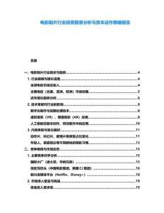 電影制片行業(yè)投資前景分析與資本運作策略報告