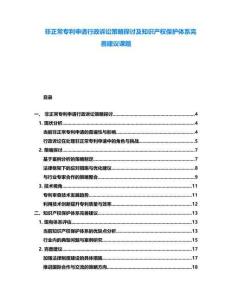 非正常專利申請行政訴訟策略探討及知識產權保護體系完善建議課題