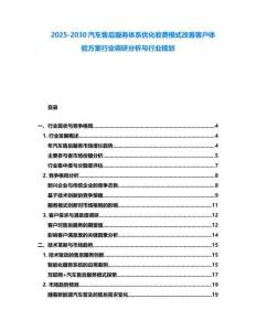 2025-2030汽車售后服務體系優化收費模式改善客戶體驗方案行業調研分析與行業規劃