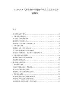 2025-2030汽車行業產業鏈變革研究及企業轉型方略報告