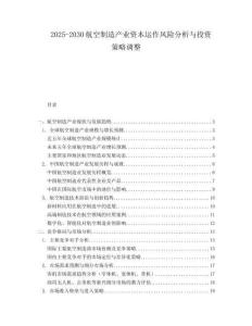 2025-2030航空制造產業資本運作風險分析與投資策略調整