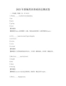 2025年新編英語基礎語法測試卷