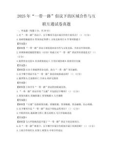 2025年“一带一路”倡议下的区域合作与互联互通试卷真题