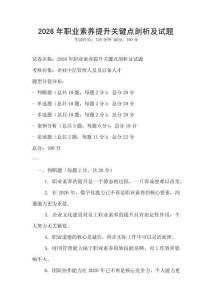 2026年職業素養提升關鍵點剖析及試題