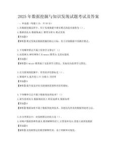 2025年數據挖掘與知識發現試題考試及答案