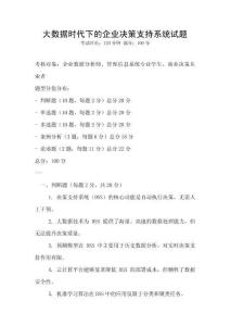 大數據時代下的企業決策支持系統試題