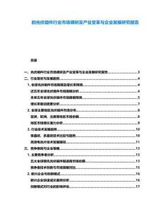 的光伏組件行業市場調研及產業變革與企業發展研究報告