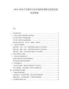 2025-2030汽車配件行業市場供需調研及投資發展前景規劃