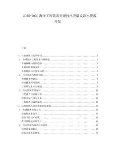 2025-2030海洋工程裝備關(guān)鍵技術(shù)突破及深水資源開發(fā)