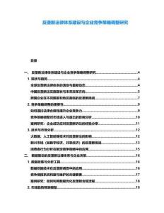 反垄断法律体系建设与企业竞争策略调整研究