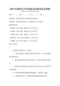 2025年国际法与全球政治治理考试及答案