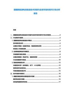德國新能源電池制造技術突破與全球市場布局可行性分析報告