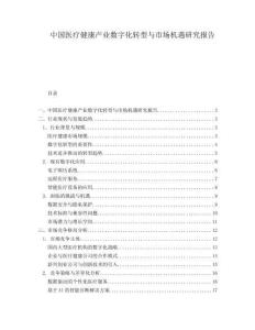 中國(guó)醫(yī)療健康產(chǎn)業(yè)數(shù)字化轉(zhuǎn)型與市場(chǎng)機(jī)遇研究報(bào)告