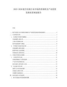 2025-2030航空改裝行業(yè)市場(chǎng)供需調(diào)研及產(chǎn)業(yè)投資發(fā)展前景規(guī)劃報(bào)告