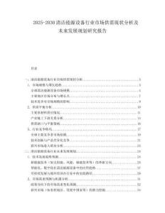 2025-2030清潔能源設備行業市場供需現狀分析及未來發展規劃研究報告
