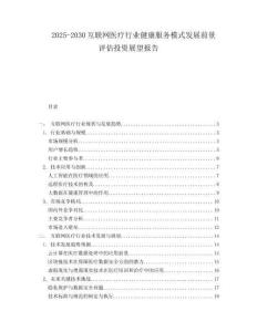 2025-2030互聯(lián)網(wǎng)醫(yī)療行業(yè)健康服務模式發(fā)展前景評估投資展望報告