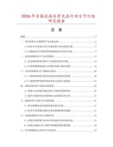 2026年自鎮(zhèn)流高壓熒光汞燈項(xiàng)目可行性研究報告