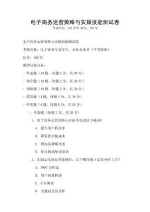 电子商务运营策略与实操技能测试卷