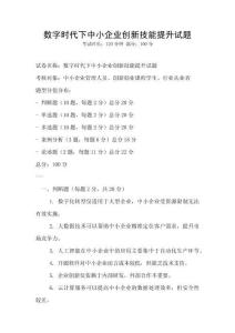 數(shù)字時(shí)代下中小企業(yè)創(chuàng)新技能提升試題