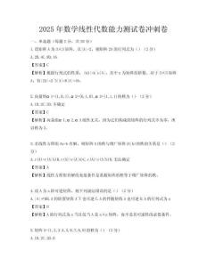 2025年數學線性代數能力測試卷沖刺卷