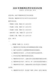 2026年物聯網應用開發實訓試卷
