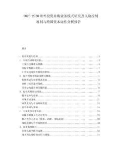 2025-2030海外投資并購業務模式研究及風險控制機制與跨國資本運作分析報告