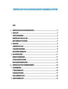 俄罗斯石油开采业市场供需动态研究与发展路径分析专著