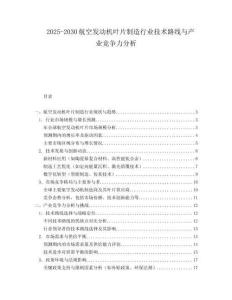 2025-2030航空發(fā)動機葉片制造行業(yè)技術(shù)路線與產(chǎn)業(yè)競爭力分析