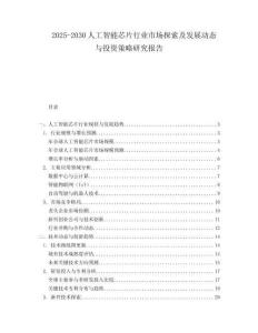 2025-2030人工智能芯片行業(yè)市場探索及發(fā)展動態(tài)與投資策略研究報告