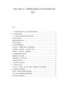 2025-2030人工智能算法創(chuàng)新與行業(yè)應用深度分析報告